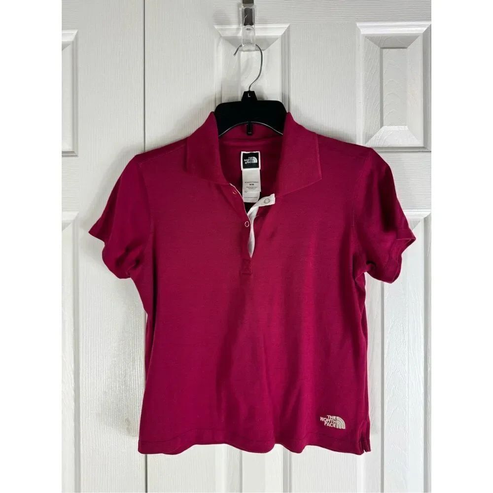 North Face Womens Burgundy Polo Shirt Size M